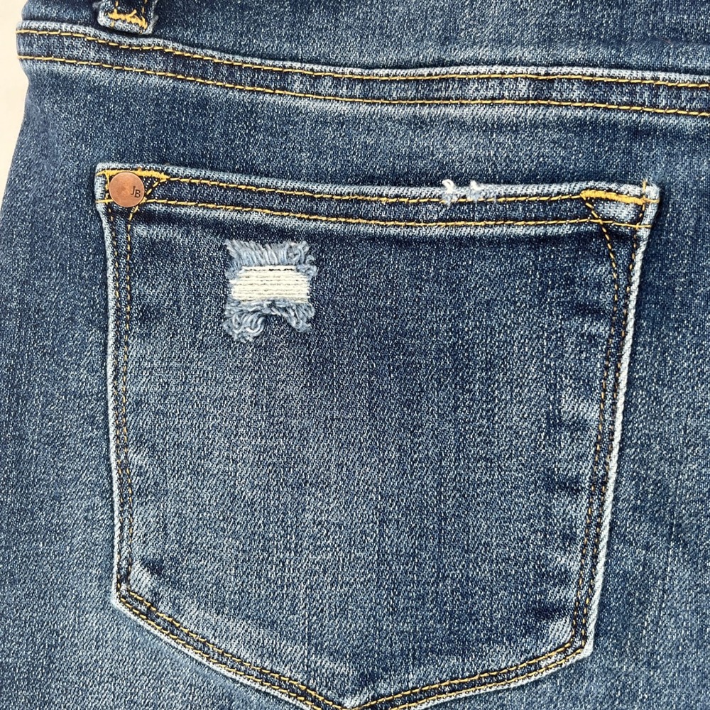 Judy Blue Distressed Denim Shorts L Stretch Raw Hem Mid Rise Festival Summer - Picture 6 of 11